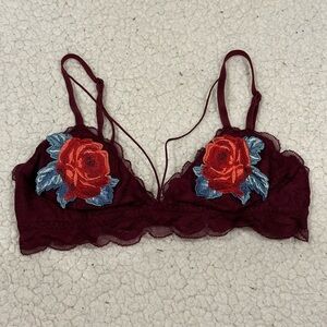 victoria’s secret pink rose lace triangle bralette bra size small